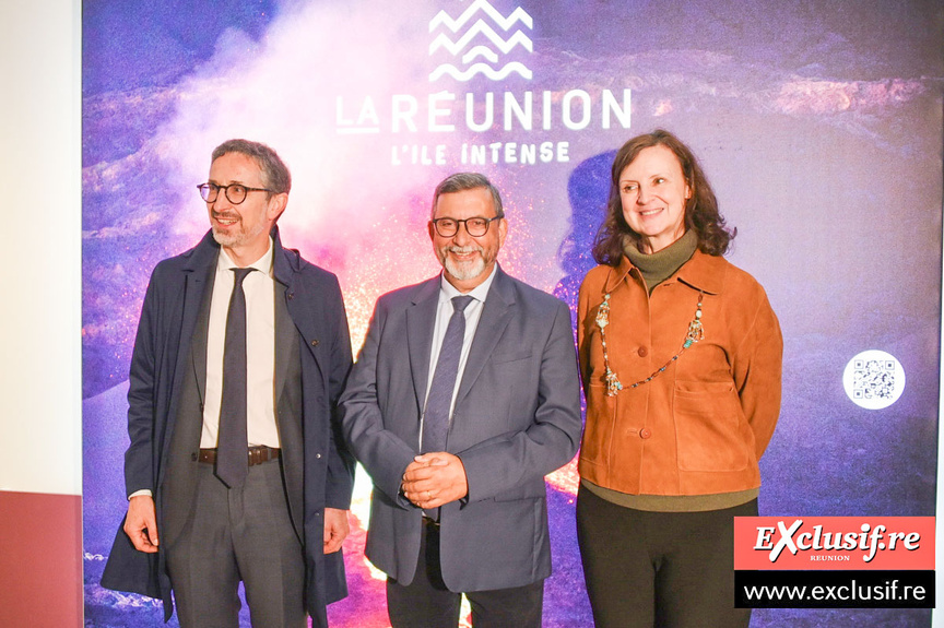 Jérôme Filippini, Patrick Lebreton, et la directrice du théâtre, Florence Méaux
