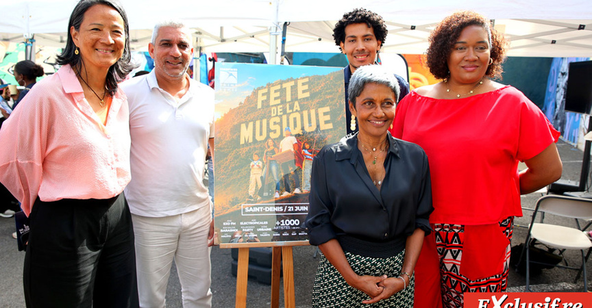 Brigitte Adame, 2ème adjointe, Stéphane Dépêche, élu délégué à la Culture dans les quartiers, la maire Ericka Bareigts, Véronique Malayandy, 10e adjointe et élue déléguée à la Culture, et à l'arrière Thomas Robert, élu délégué à là Ville d’Arts et d’Histoire