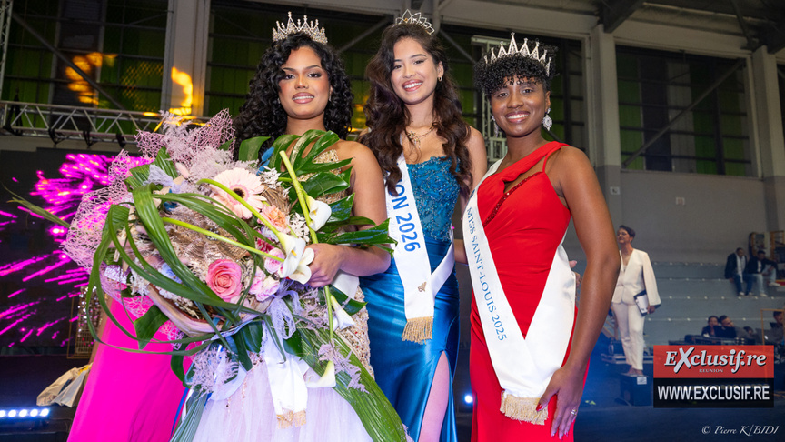 Laetitia Roguet, entourée de Miss Saint-Louis 2026 et de Miss Saint-Louis 2025, Eileen Latchimy Laetitia Roguet, entourée de Miss Saint-Louis 2026 et de Miss Saint-Louis 2025, Eileen Latchimy