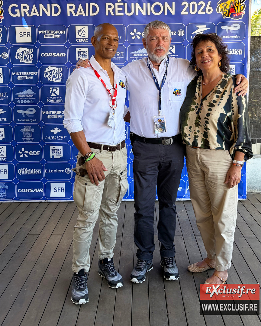 Lylian Vanechy, directeur de course du Zembrocal, Pierre Maunier, président de l'Association Grand Raid et Michèle Lakermance, 1ère adjointe au maire de la ville de Saint-Pierre
