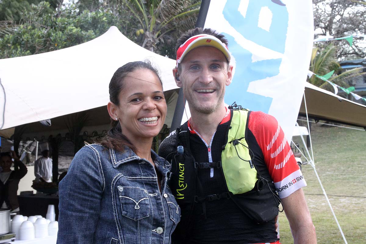 Le Saint-Pierrois Ludovic Gachet, 4ème des 47 km,  et sa compagne Ericka