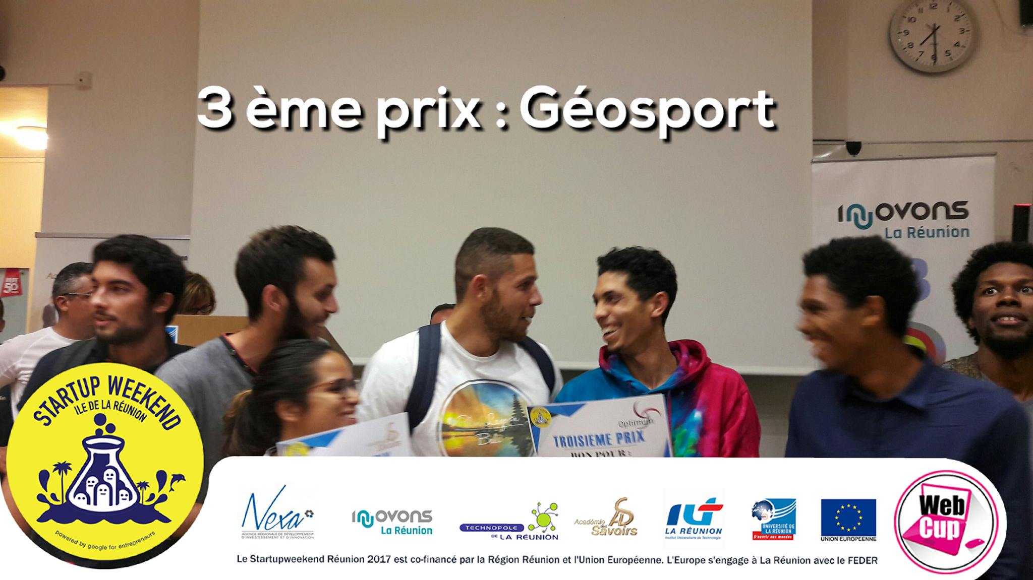 Le 3ème Prix est remporté par le projet Géosport, porté par Thomas Core et Sébastien Maillot Le 3ème Prix est remporté par le projet Géosport, porté par Thomas Core et Sébastien Maillot