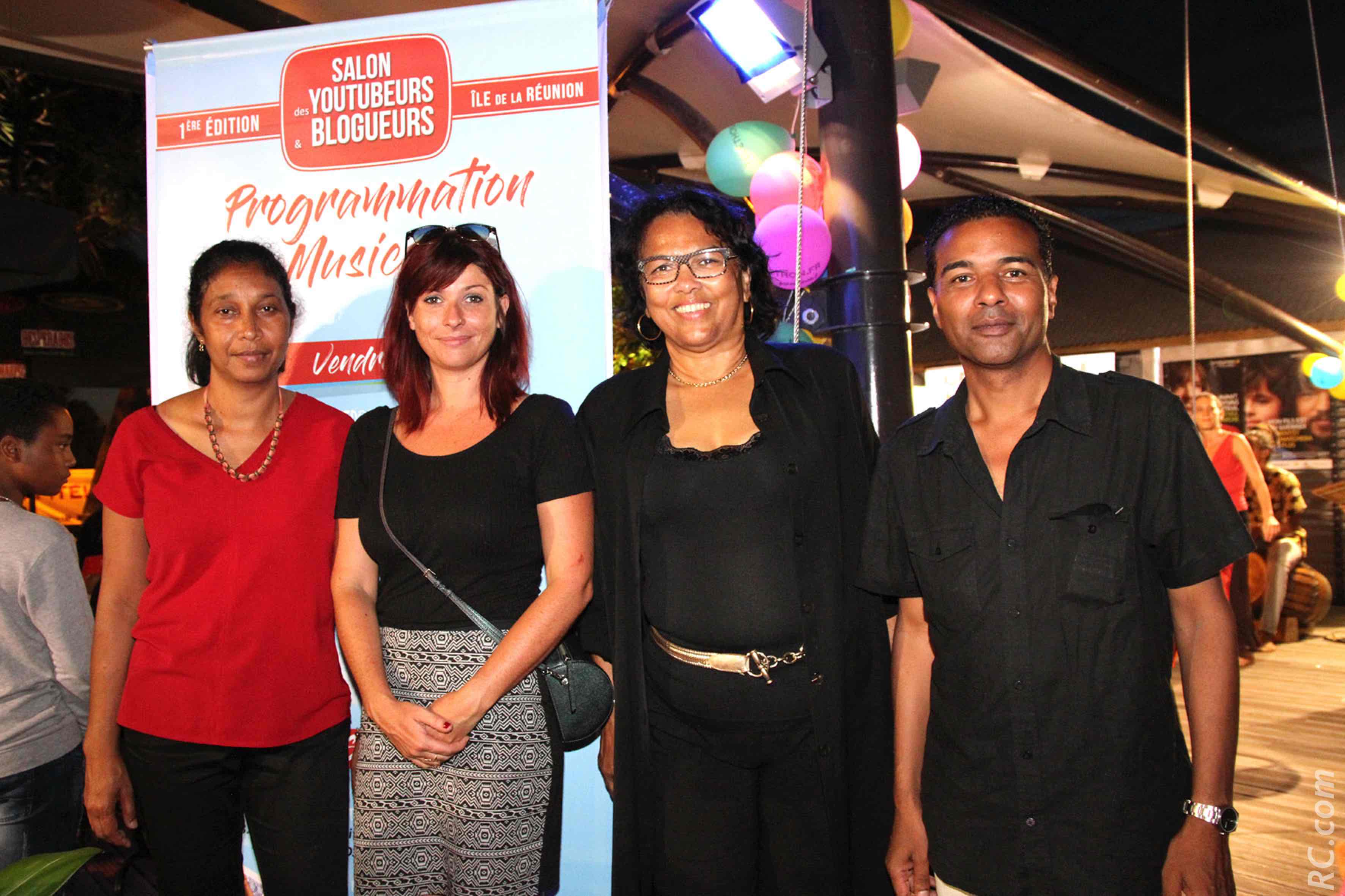 Hélène Mounicy, directrice des affaires culturelles à la mairie de Saint-Pierre, Héléna Burglohner présidente de l'association Slamlakour, Béatrice Sigismeau, adjointe au maire et Armand Dauphin, président du festival du Film Court