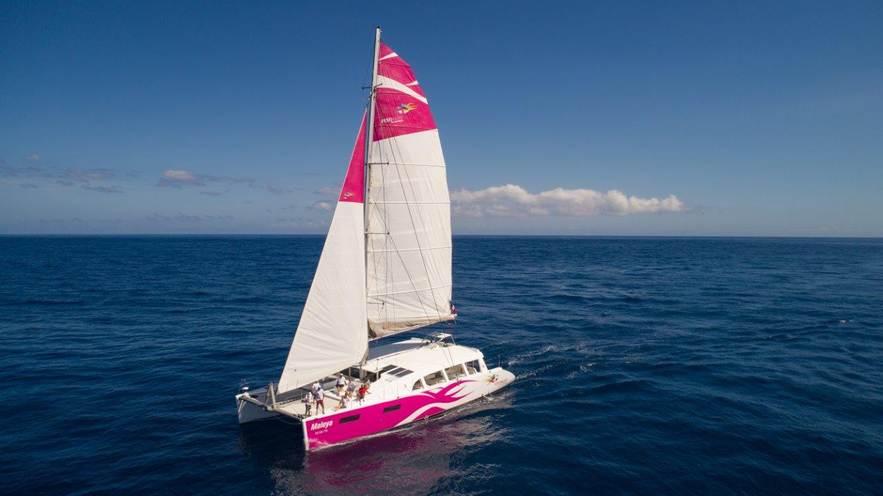 Un catamaran qui se fait remarquer par ses dimensions...