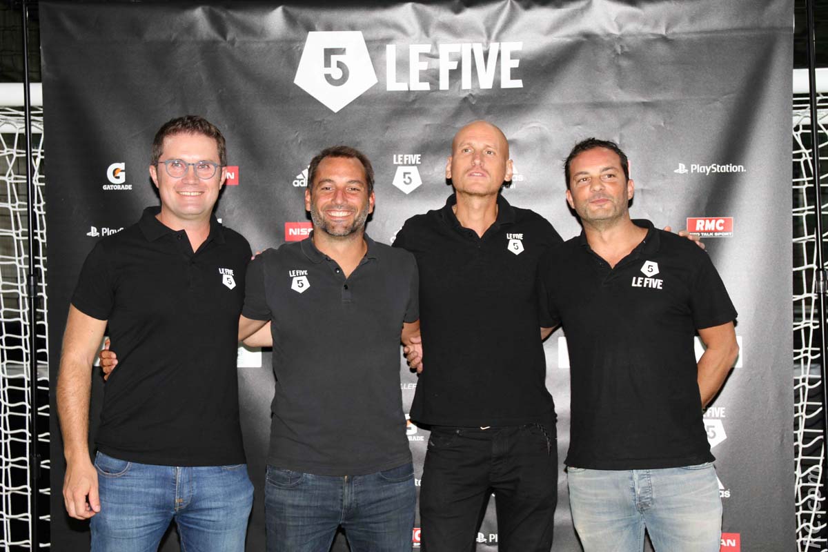 Tony JALINIER, Guillaume DEBELMAS, et Joseph VIEVILLE les fondateurs du Groupe Le Five, et Olivier MEDEVILLE directeur des opérations du Groupe Le Five