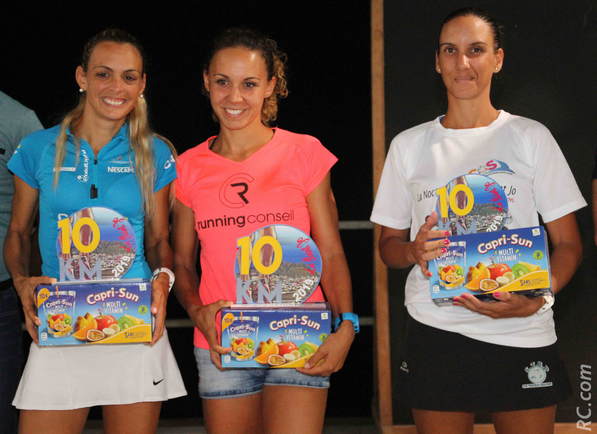 Emma Métro, victorieuse à Saint-Joseph devant Eugénie Mareux et Vanessa Boolaky Emma Métro, victorieuse à Saint-Joseph devant Eugénie Mareux et Vanessa Boolaky