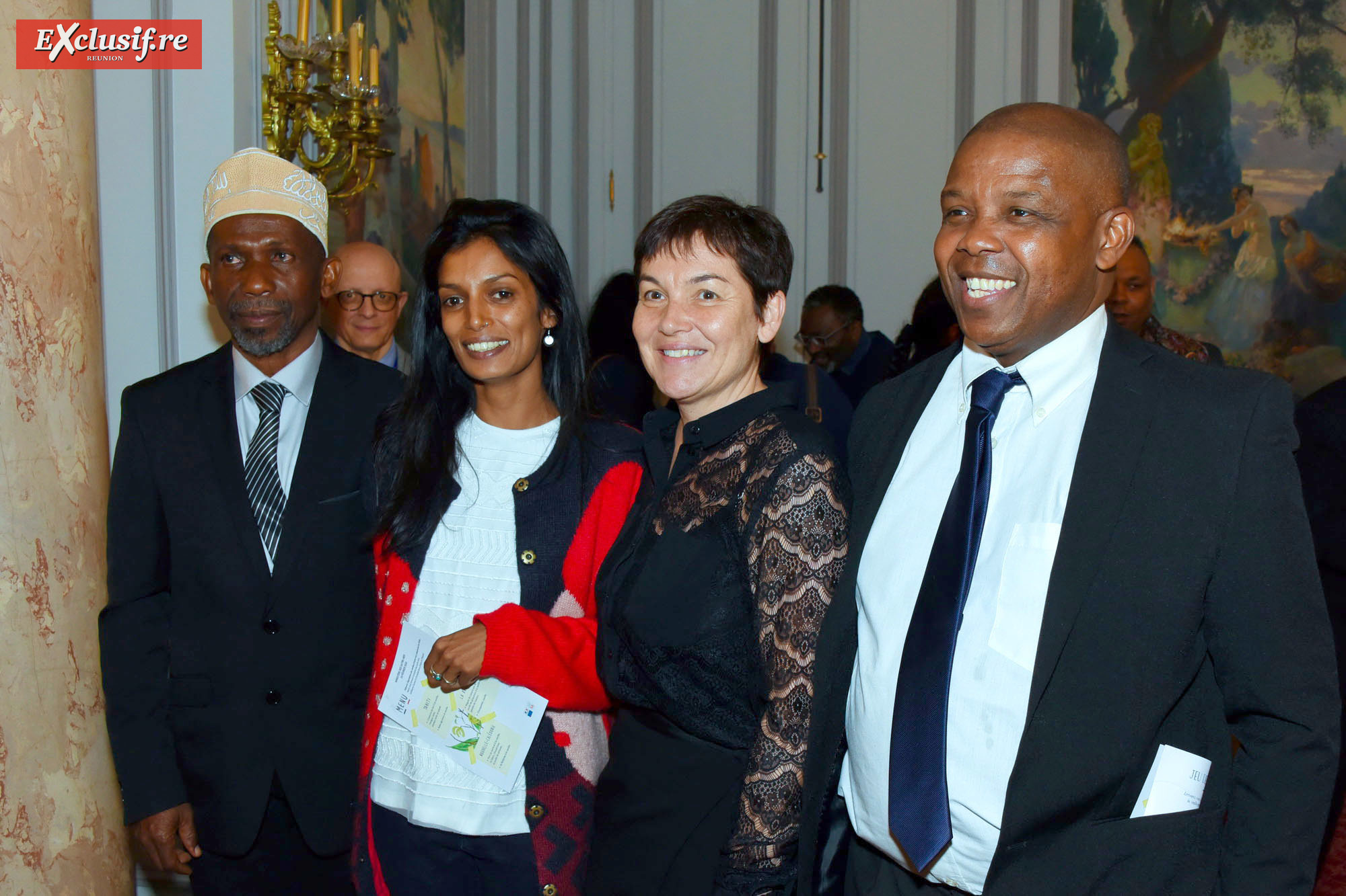 Annick Girardin avec, de Mayotte : Mohamadi Ahamada (Producteur de vanille), Jule Moutet et Chadhuili Soulaimana, tous deux de l'association Saveurs et Senteurs de Mayotte.