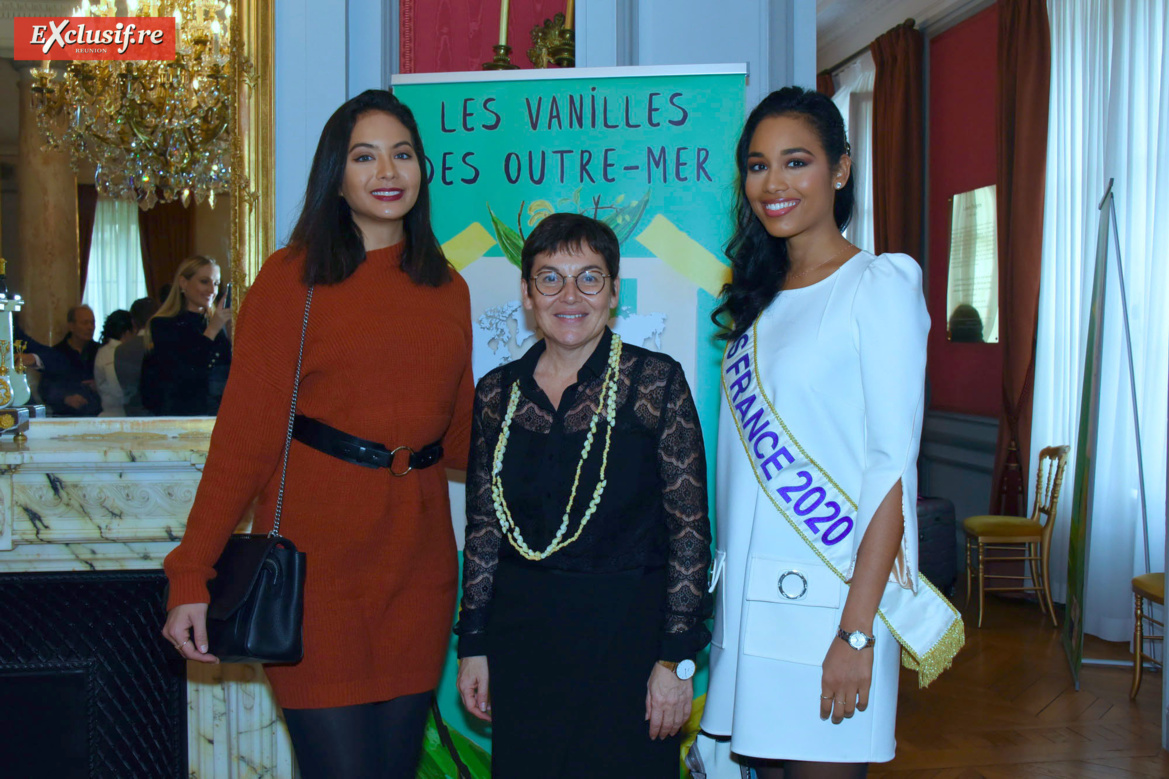 Vaimalama Chaves, Miss France 2019, Annick Girardin, Ministre des Outre-mer, et Clémence Botino, Miss France 2020