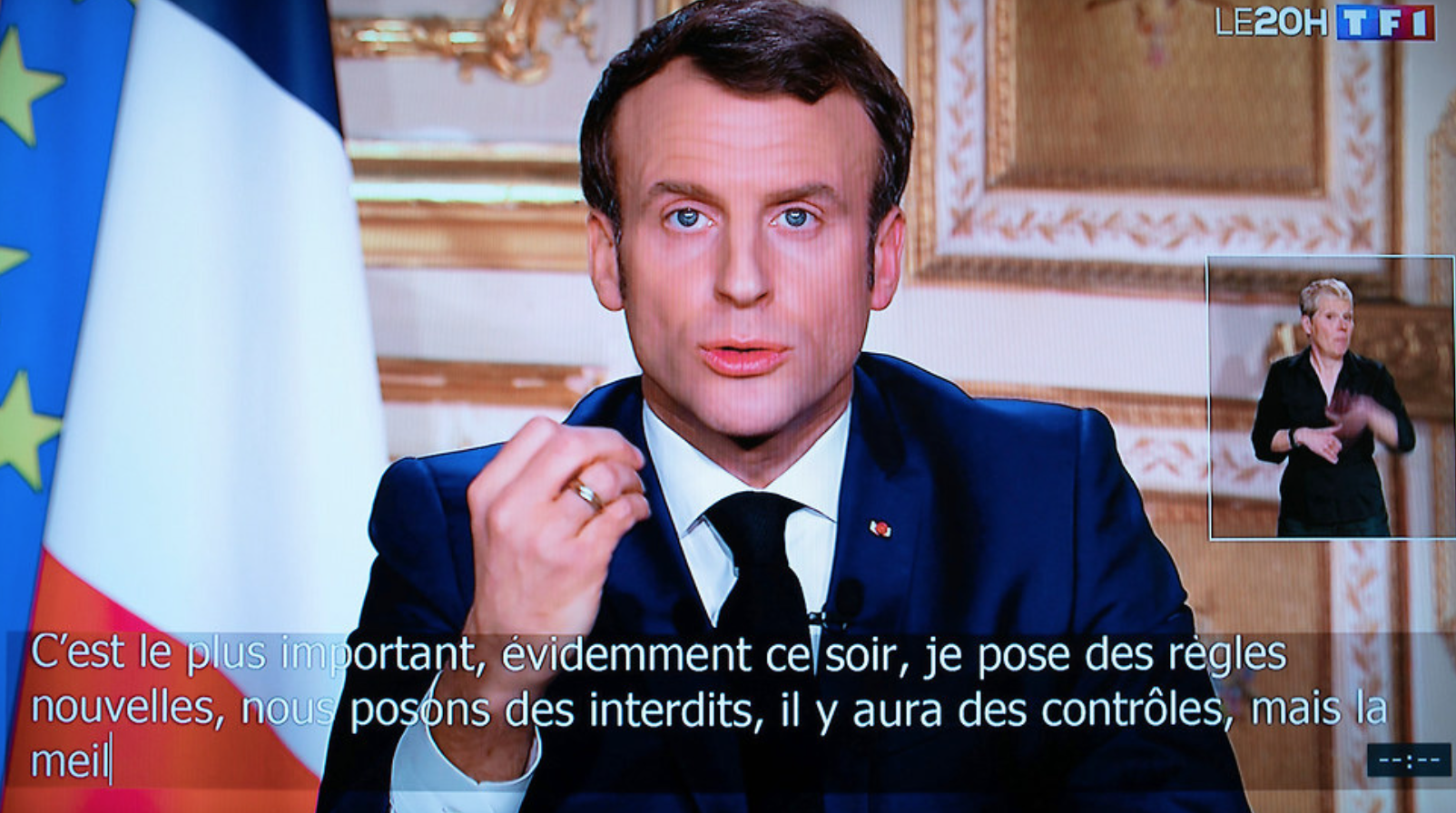Emmanuel Macron à la télévision lundi 16 mars 2020
