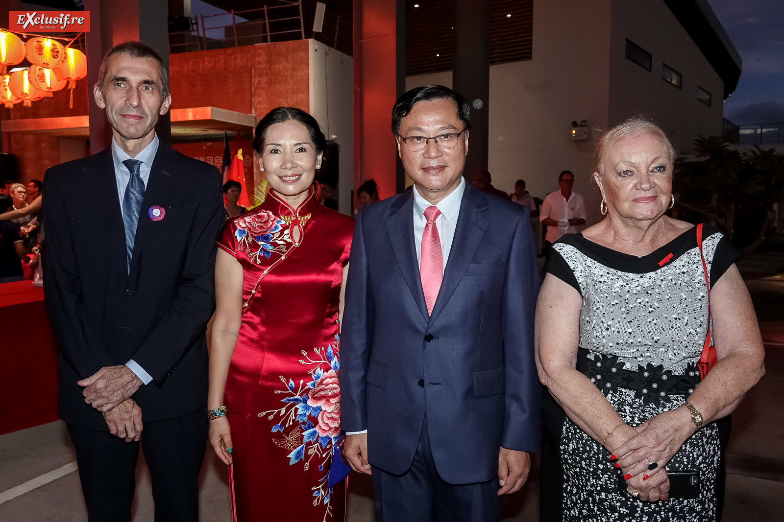 Eric Tuffery, procureur de la République de Saint-Denis, Dong Zhijiao, son époux Chen Zhihong, Consul Général de la République populaire de Chine à La Réunion, et Aude Palant-Vergoz