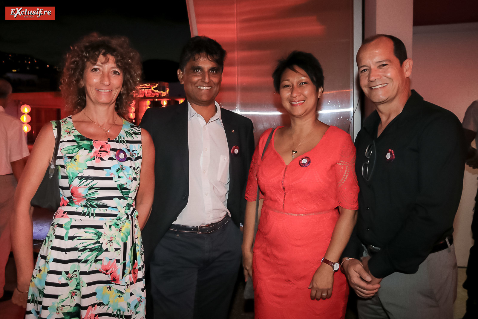 Marie-Pierre et Daniel Ramsamy, délégué régional Orange, Françoise Lambert, adjointe à la maire de La Possession et son époux