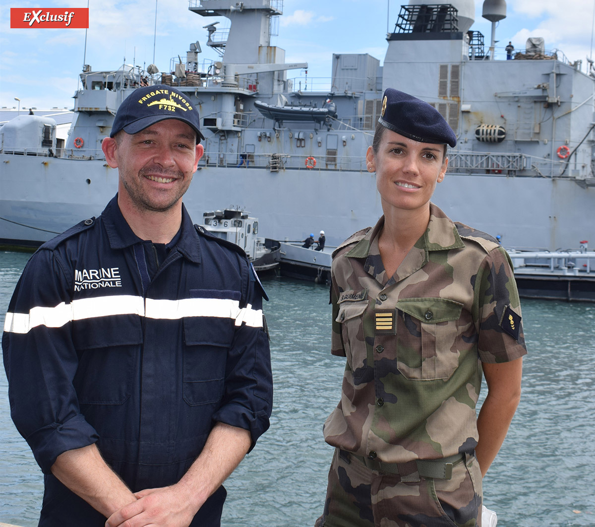 Kévin Escoiffier avec le commandant Sandra Guimené, Chef du cabinet et de la communication du général des FAZSOI