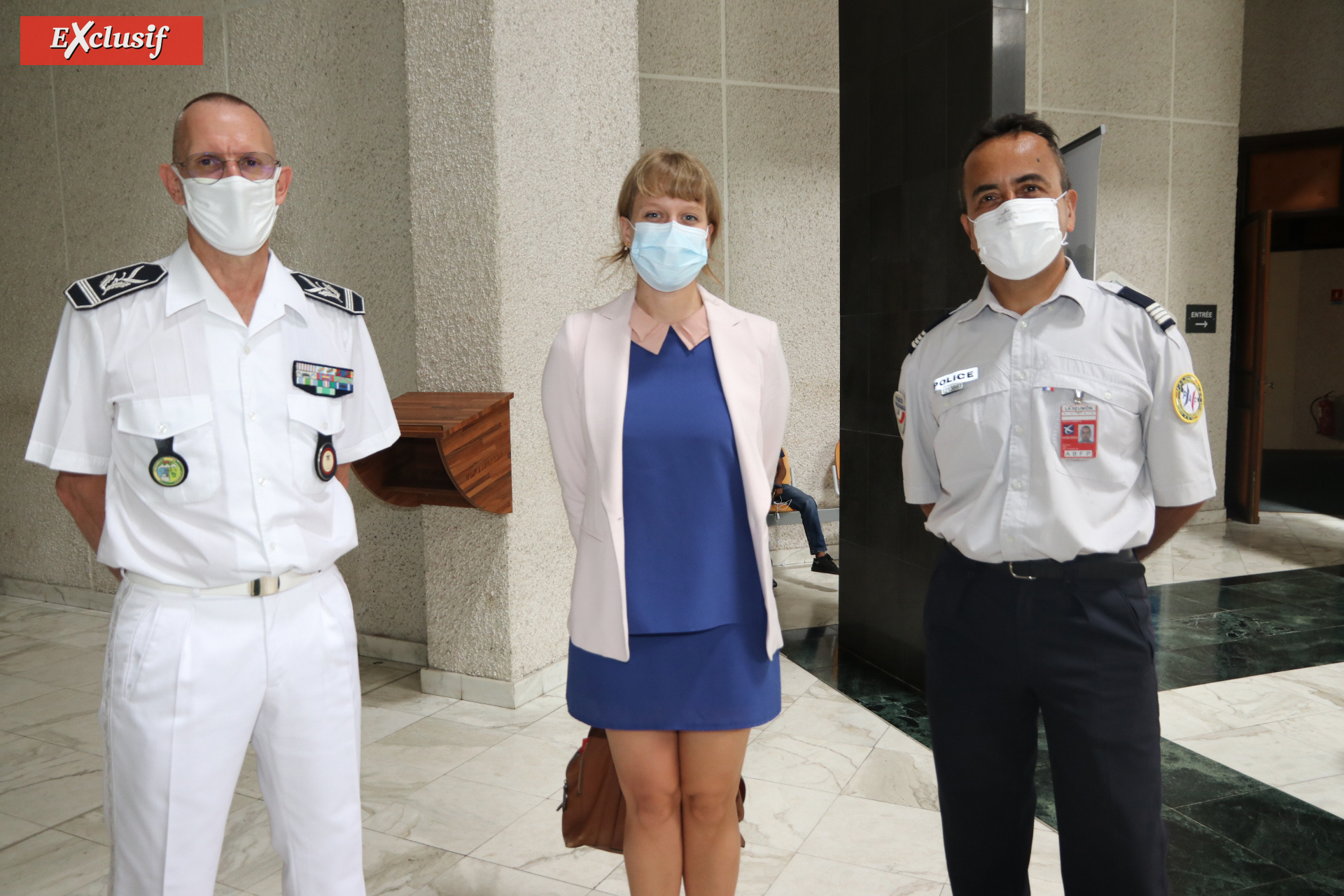 Pascal Bruno, directeur du centre pénitencier de Domenjod, Camille Goyet, et Serge Faustin, directeur adjoint de la PAF Pascal Bruno, directeur du centre pénitencier de Domenjod, Camille Goyet, et Serge Faustin, directeur adjoint de la PAF