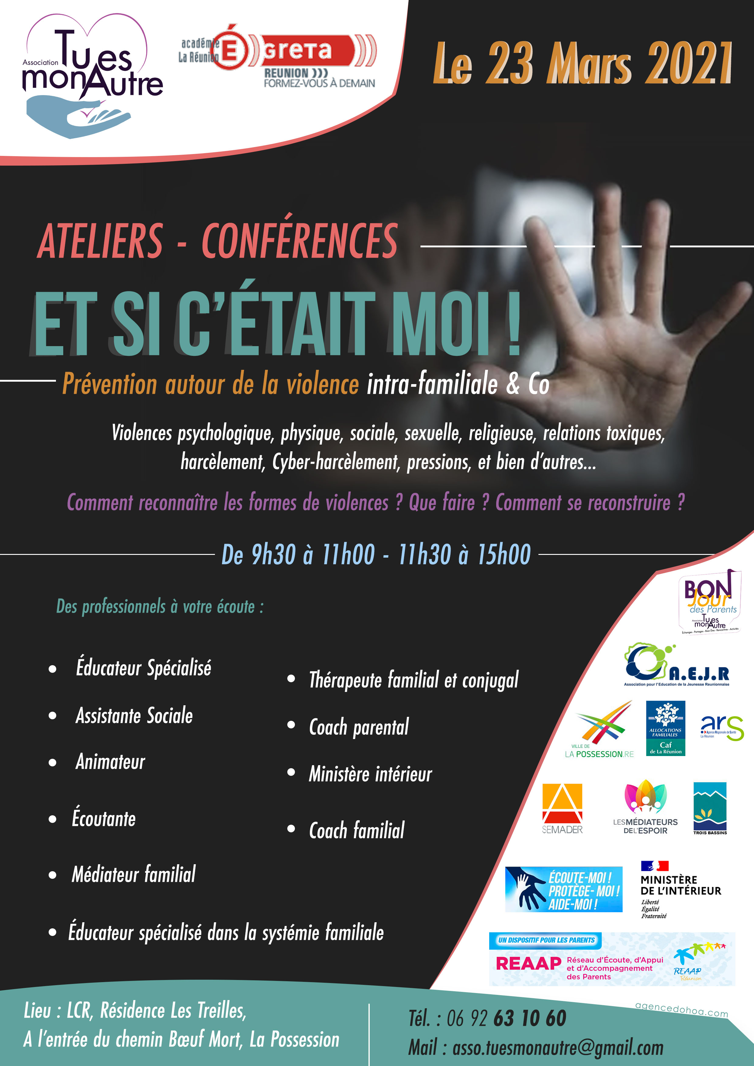 Violence intra-familiale: journée de prévention ce mardi 23 mars à La Possession Violence intra-familiale: journée de prévention ce mardi 23 mars à La Possession