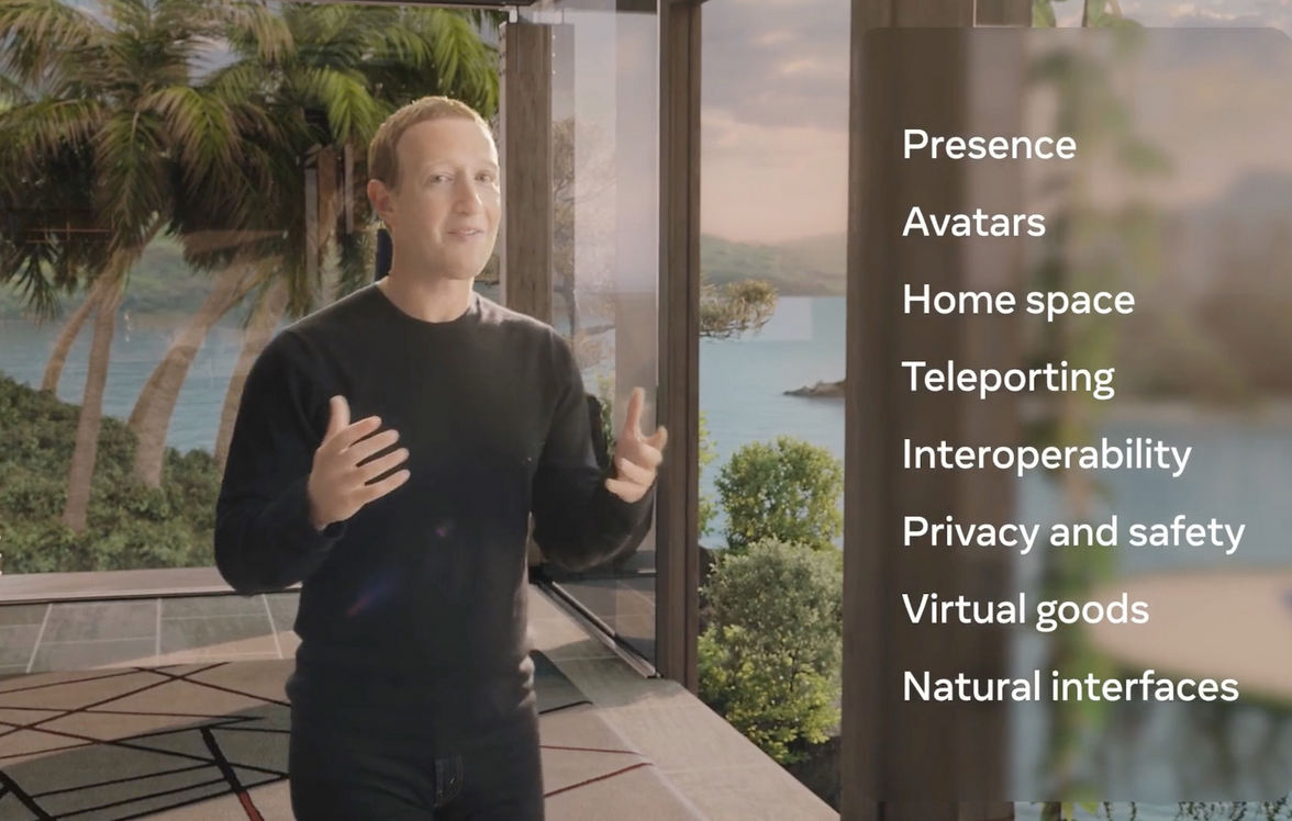 Mark Zuckerberg au cours du Facebook Connect du 28 octobre 2021 diffusé en direct