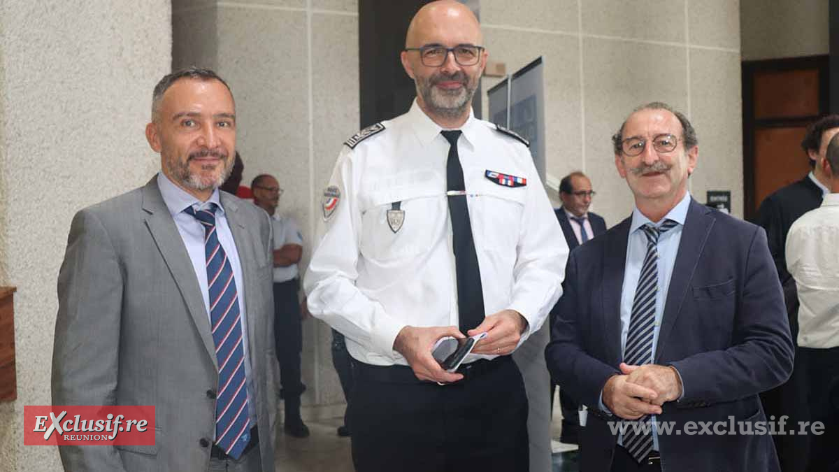 Frédéric Turblin, Laurent Fraysse, directeur territorial de la Police Nationale, et Joaquin Cester