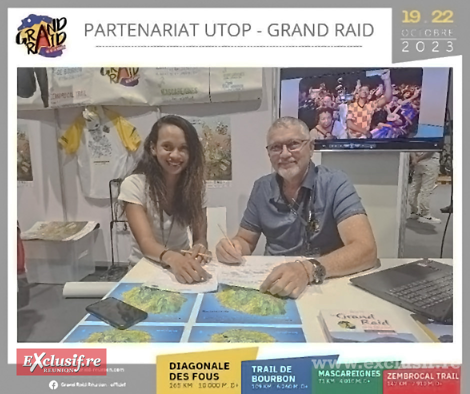 Signature de la convention entre Niry Razanmalala et Pierre Maunier, pour des échanges entre l'UTOP et le Grand Raid
