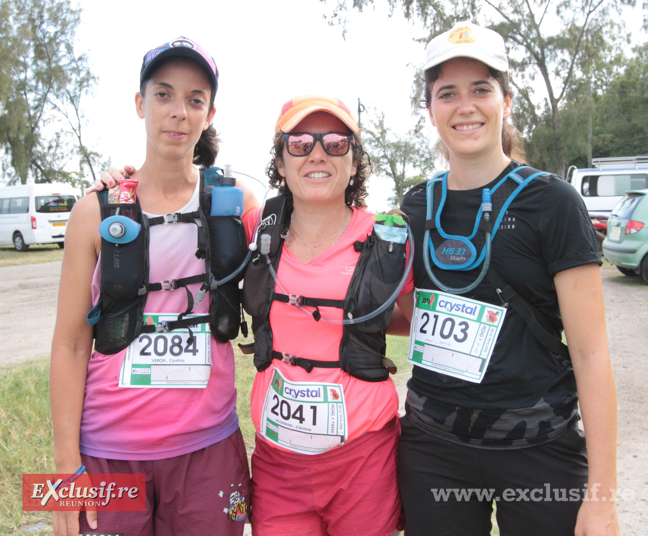 Cynhia Véron, Caroline Lallemand et une amie commune sur les 28 km