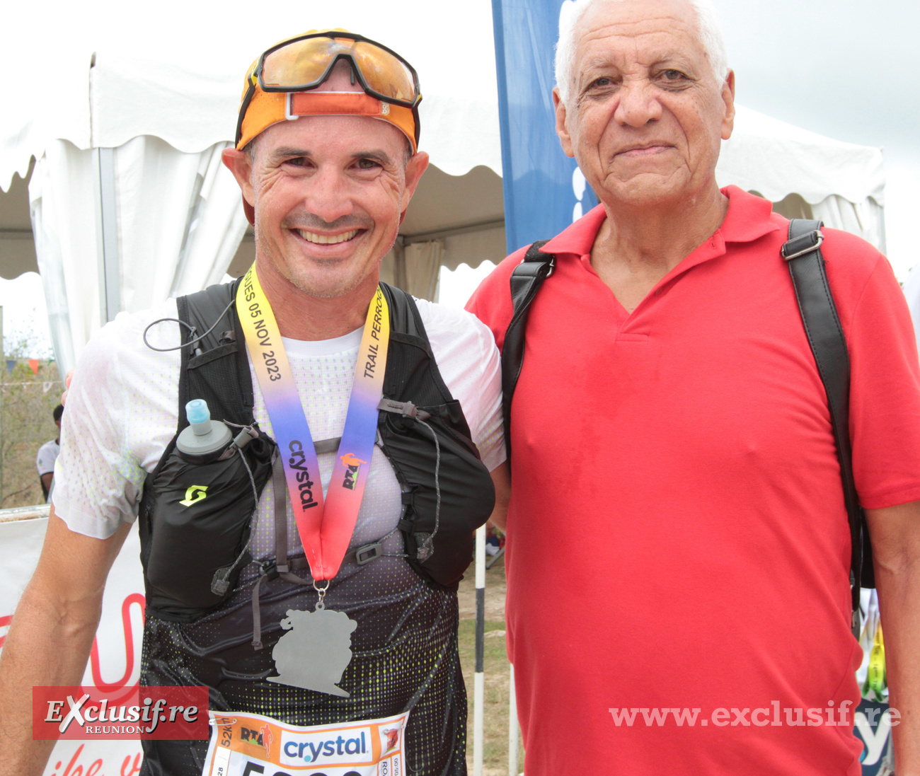 Simon Desveaux, grand vainqueur des 52 km et Jean-Claude Prianon, référent d'André Giraud, président de la Fédération Française d'Athlétisme