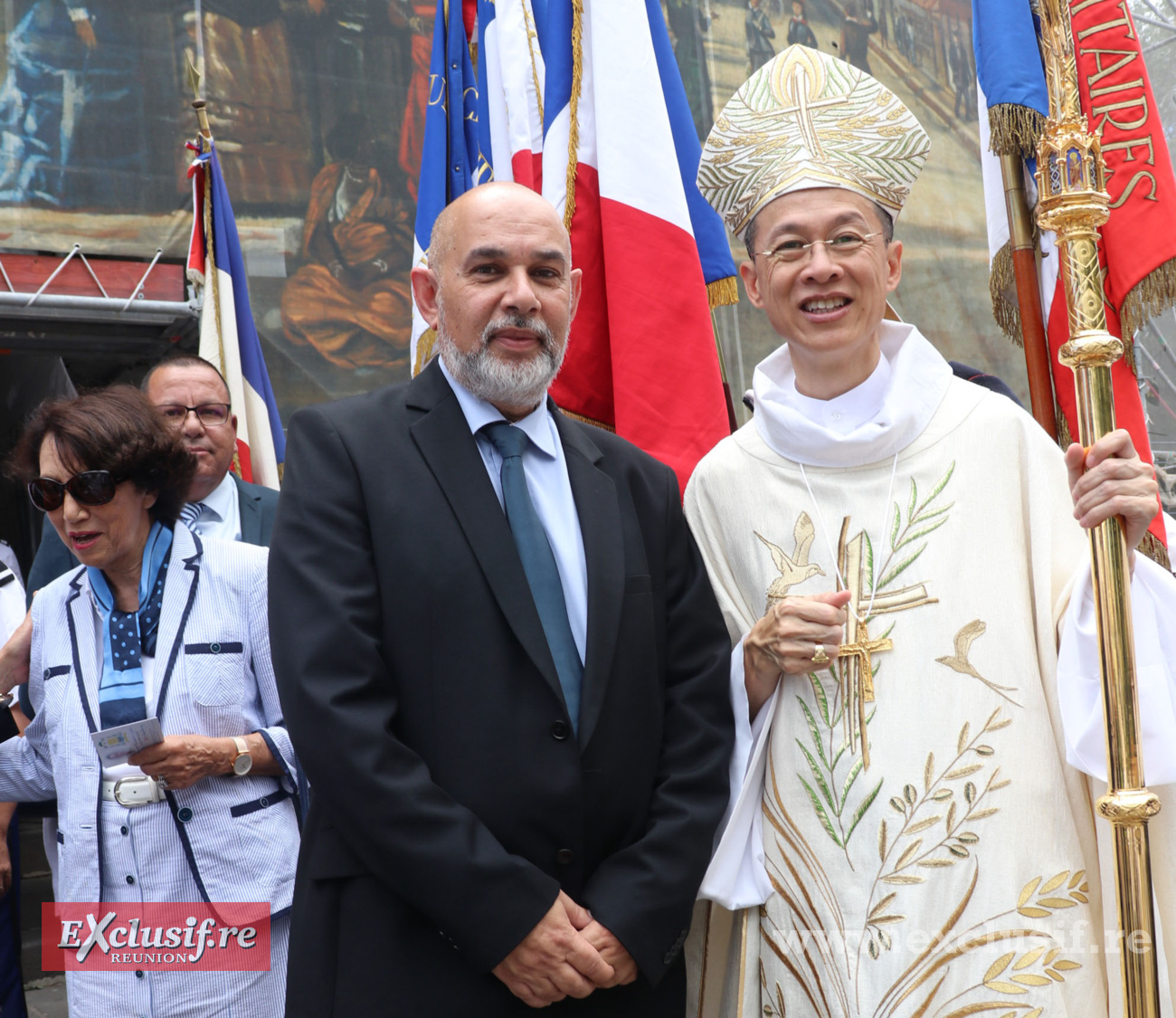 Nazir Patel, président du Conseil Régional du Culte Musulman de La Réunion, et Monseigneur Pascal Chane-Teng