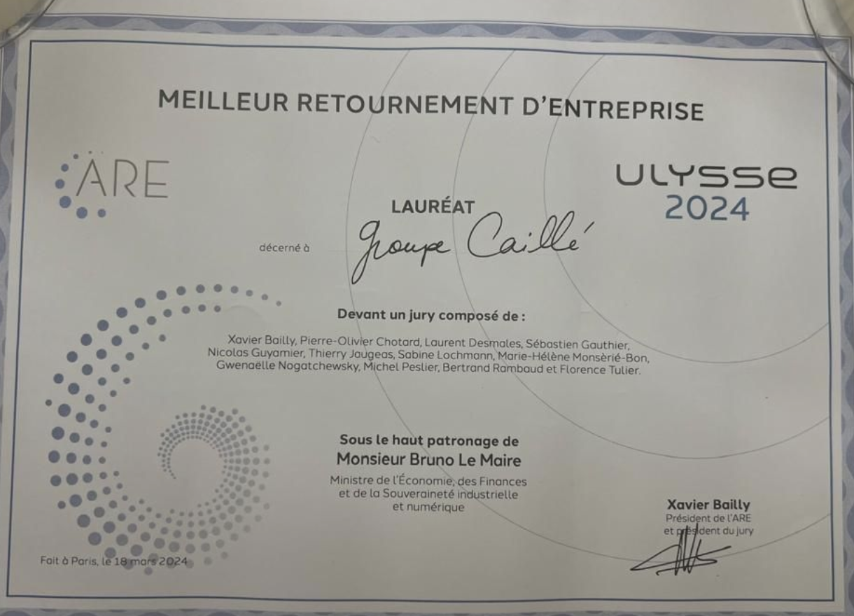 Le Groupe Caillé remporte le prix Ulysse 2024 !
