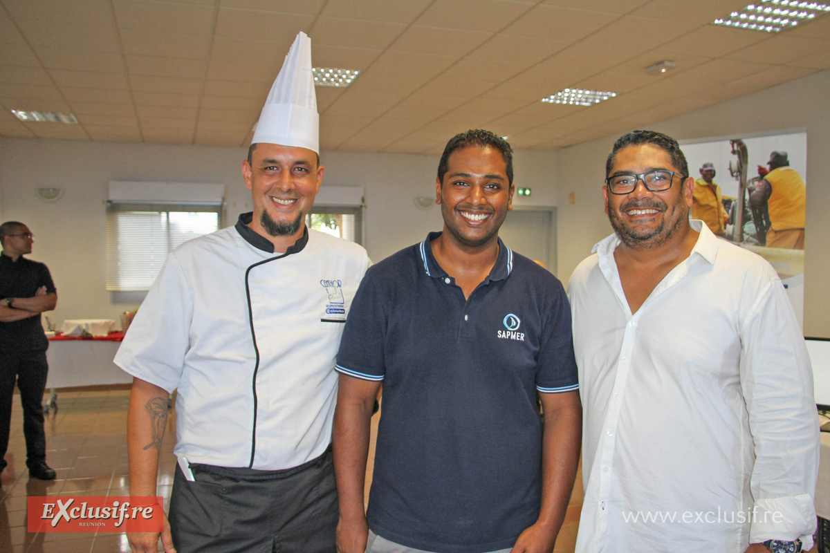 La chef du Centhor, un représentant de la Sapmer, et Olivier Cadarbacasse, viticulteur La chef du Centhor, un représentant de la Sapmer, et Olivier Cadarbacasse, viticulteur