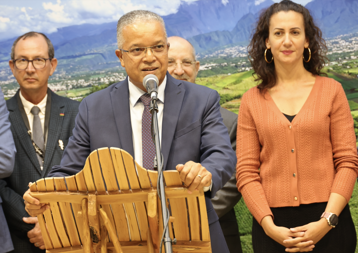 Cyrille Melchior, président du Département, avec à droite Camille Clain, vice-présidente du Département
