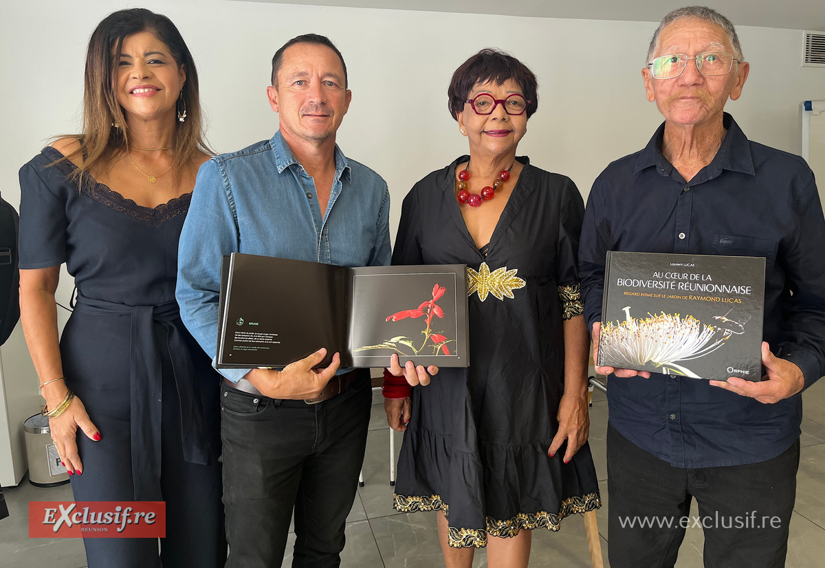 Roseline et Laurent Lucas, Dominique Dambreville, enseignante, et Raymond Lucas