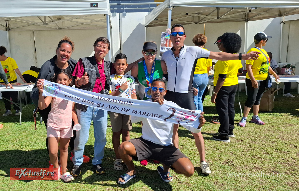 Marlène a fêté en famille son titre de championne de La Réunion en M7, dédié à ses 51 ans de mariage avec Roland