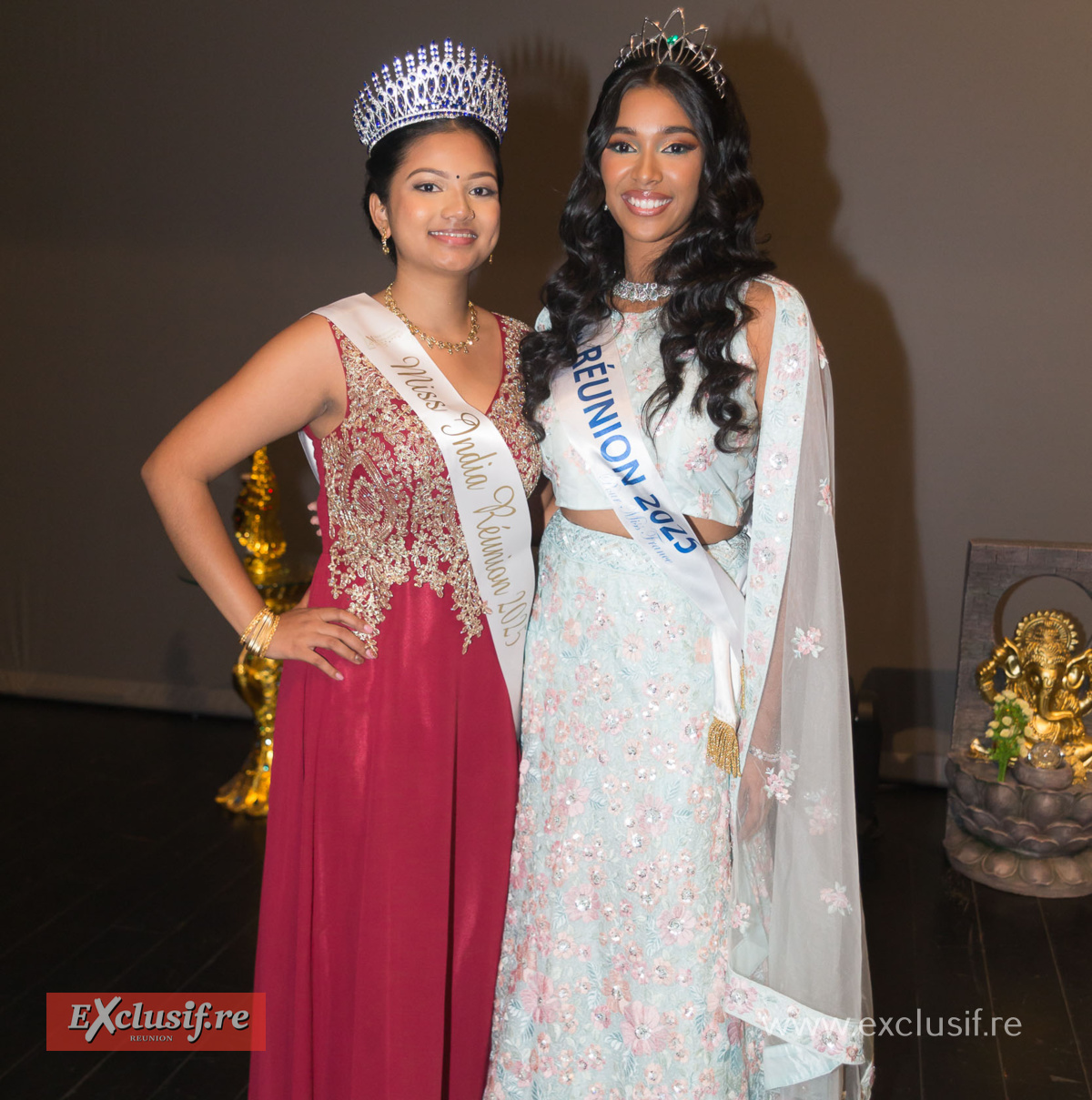 Eulaly Virama et Priya Padavatan. Miss Réunion est habillée par la boutique Shringar (Saint-Denis)