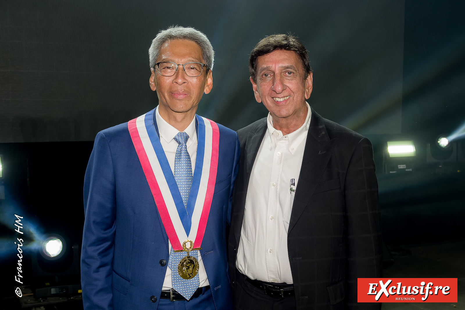 Patrice Thien Ah Koon, maire du Tampon, et Aziz Patel, du Comité Miss Réunion