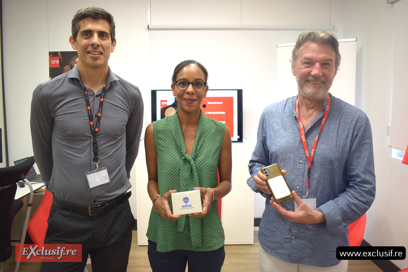 Yves Gauvin, directeur général adjoint SFR Réunion, Yolande Lépinay, directrice adjointe de l'AMAFAR, et Grégory Poirier, CSO Safee