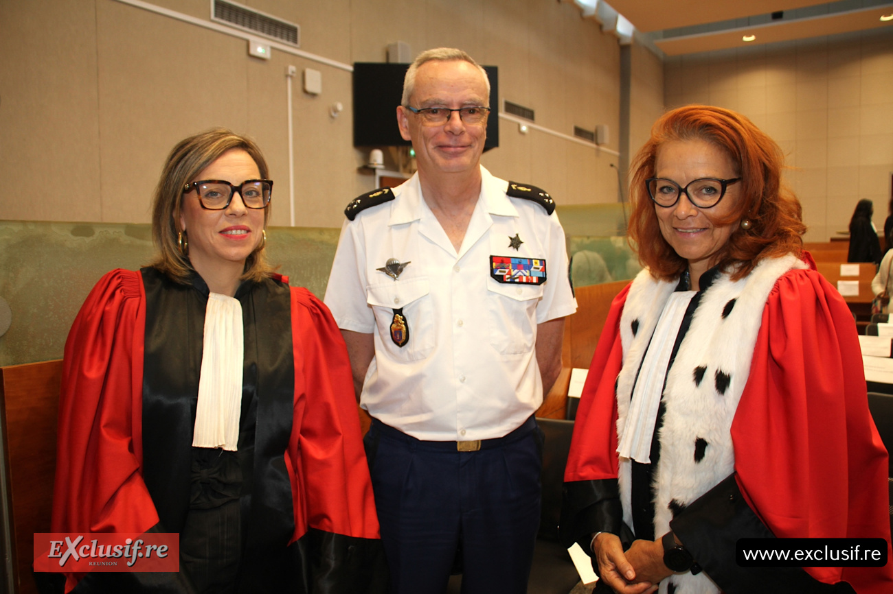 Nathalie Le Clerc'h, substitut général, Général Poty, et Emmanuelle Barre, avocate générale