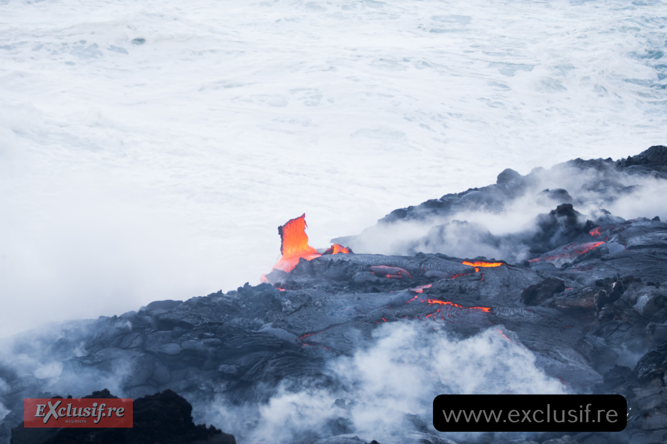 Piton de la Fournaise: images spectaculaires de la coulée vers la mer