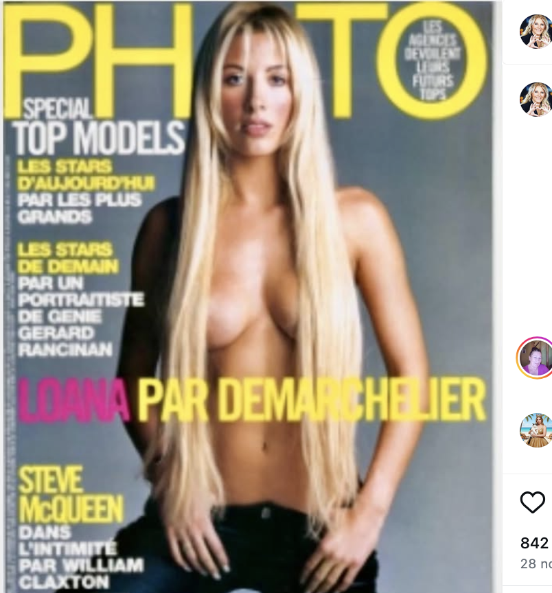 Loana avait la nostalgie de son passé: elle avait posté cette UNE avec ce commentaire: "Il y a 24 ans 💞💞 Merveilleuse couverture pour le magazine Photo prise par Demarchelier à New York.. (très fière quand même)