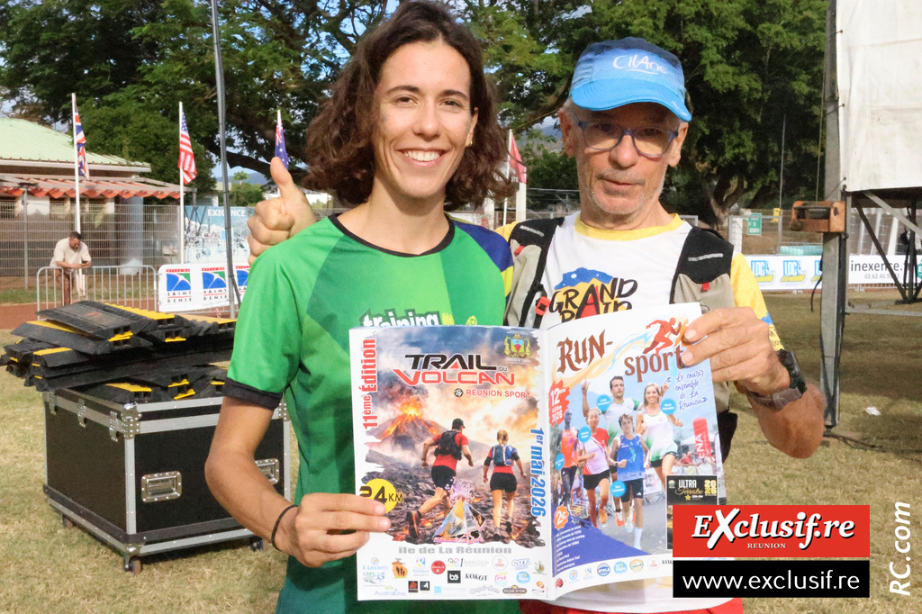 Morgane Lefeuvre, du TPC, vainqueur du relais chez les féminines, avec Daniel Guyot de Run Sport
