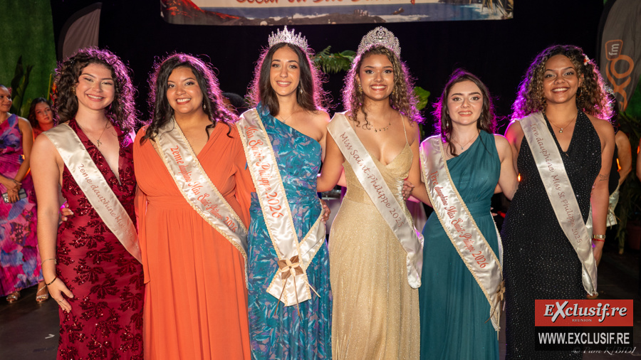 Miss Saint-Philippe 2025 et 2026 avec leurs dauphines respectives