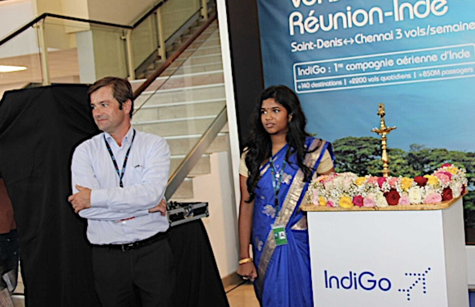Thomas Dubus lors de l'inauguration de la ligne Réunion/Chennai par IndiGo, lignes bientôt suspendue