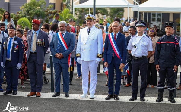 Les personnalités présentes: Yannick Boyer, Délégué de la Gendarmerie retraité de la Sous-Préfecture, Jean-François Baraka, président des Anciens Combattants, Jean-Hugues Ratenon, député, ⁠Fabrice Bonicel, Sous-Préfet de Saint-Benoît, Joé Bédier, maire de Saint-André, Frédéric Lefèvre, Commandant de Police à Saint-André, et Willy Fock, Adjudant-chef du SDIS